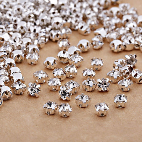 Image of Free shipping 200pcs/pack 4mm crystal glass sew on rhinestones with silvery claw,DIY Clothing Accessories