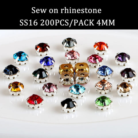 Image of Free shipping 200pcs/pack 4mm crystal glass sew on rhinestones with silvery claw,DIY Clothing Accessories