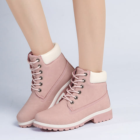 Image of 2019 Hot New Autumn Early Winter Shoes Women Flat Heel Boots Fashion Keep warm Women's Boots Brand Woman Ankle Botas Camouflage