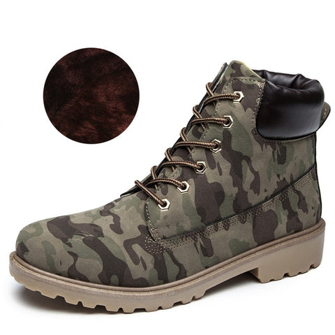 Image of 2019 Hot New Autumn Early Winter Shoes Women Flat Heel Boots Fashion Keep warm Women's Boots Brand Woman Ankle Botas Camouflage