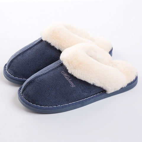 Image of Women's Slippers Winter Plus Size 43-46 Fur Slides Sewing Flat Shoes For Girl Plush Suede Keep Warm Pink Shoes Casual