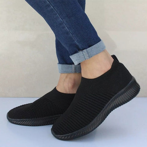 Image of MCCKLE Autumn Shoes Women Sneaker Air Mesh Soft Female Sock Knitted Vulcanized Shoes Casual Slip On Ladies Flat Women's Footwear