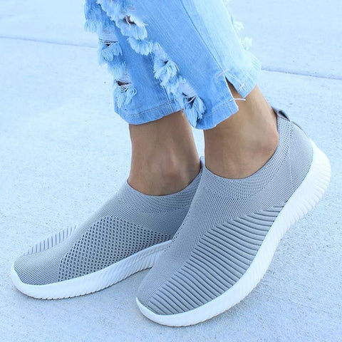 Image of MCCKLE Autumn Shoes Women Sneaker Air Mesh Soft Female Sock Knitted Vulcanized Shoes Casual Slip On Ladies Flat Women's Footwear