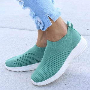 MCCKLE Autumn Shoes Women Sneaker Air Mesh Soft Female Sock Knitted Vulcanized Shoes Casual Slip On Ladies Flat Women's Footwear