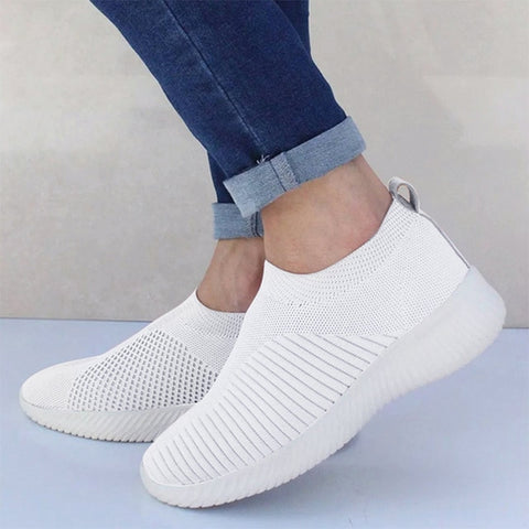 Image of MCCKLE Autumn Shoes Women Sneaker Air Mesh Soft Female Sock Knitted Vulcanized Shoes Casual Slip On Ladies Flat Women's Footwear