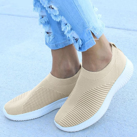 Image of MCCKLE Autumn Shoes Women Sneaker Air Mesh Soft Female Sock Knitted Vulcanized Shoes Casual Slip On Ladies Flat Women's Footwear