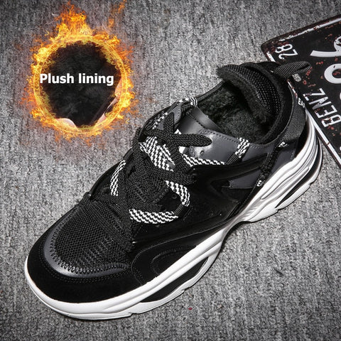 Image of Breathable sporty running shoes for women's&men's INS Ulzza winter Sneakers Thick sole chunky platform tennis walking shoes sock