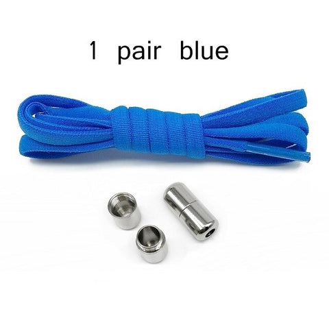 Image of 1Pair No tie Shoelaces Round Elastic Shoe Laces For Kids and Adult Sneakers Shoelace Metal Lock Quick Lazy Laces Shoestrings