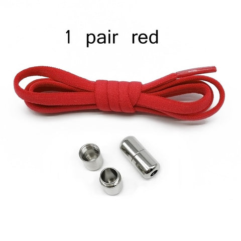 Image of 1Pair No tie Shoelaces Round Elastic Shoe Laces For Kids and Adult Sneakers Shoelace Metal Lock Quick Lazy Laces Shoestrings