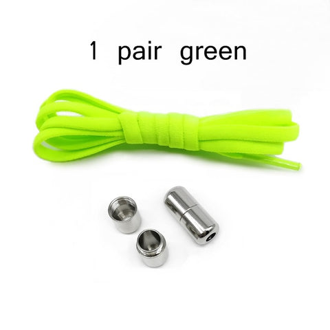 Image of 1Pair No tie Shoelaces Round Elastic Shoe Laces For Kids and Adult Sneakers Shoelace Metal Lock Quick Lazy Laces Shoestrings