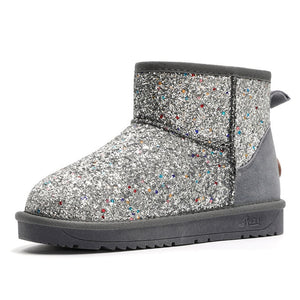 Bling Sequined Cloth Women Students Winter Snow Boots Warm Plush Ankle Boots Ugs Boots Australia Anti-Slippery Rubber Boots