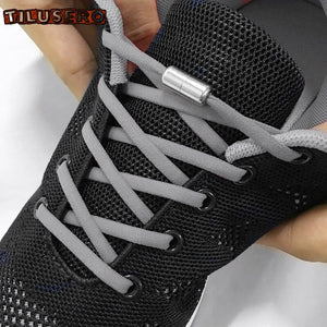 1Pair No tie Shoelaces Round Elastic Shoe Laces For Kids and Adult Sneakers Shoelace Metal Lock Quick Lazy Laces Shoestrings