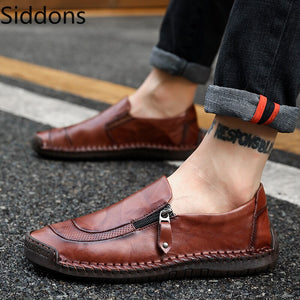 Men Leather Shoes Handmade Shoes Men 2019 Casual Shoes Men's Breathable Peas Shoes Tide Cross-country Large Size Men's Shoes D77