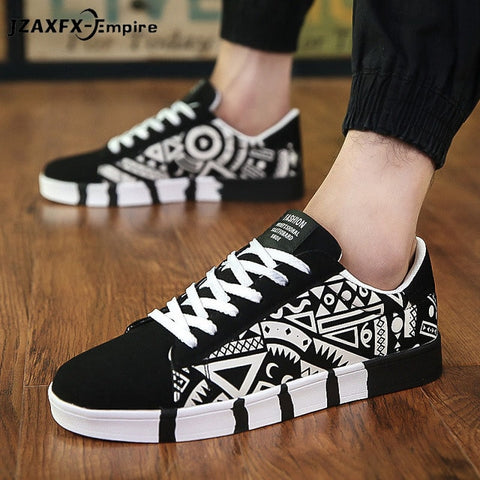 Image of Men Casual Canvas Shoes Fashion Print Sneakers Summer Trainers Leisure Shoes Men's Flats Slip Shoes Chaussures pour hommes