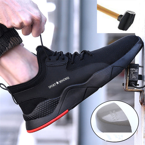 Image of Men's Steel Toe Work Safety Shoes Casual Breathable Outdoor Sneakers Puncture Proof Boots Comfortable Industrial Shoes for Men