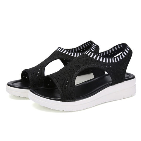 Image of Wild Elastic Belt Sports Sandals Summer New Women's Shoes Women's Thick Bottom Fish Mouth Mesh Sandals Drop Shipping