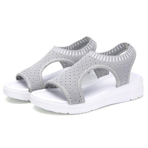 Image of Wild Elastic Belt Sports Sandals Summer New Women's Shoes Women's Thick Bottom Fish Mouth Mesh Sandals Drop Shipping